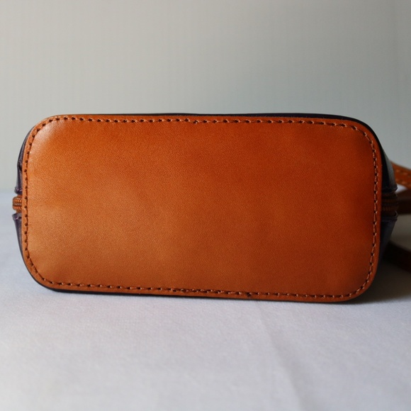 VERA PELLE Small Purple Handmade Leather Crossbody Purse Bag Made In Italy - Picture 5 of 8